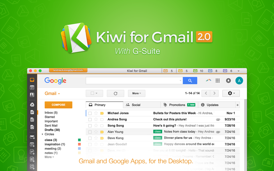 Kiwi for Gmail 2.0.12 Turns Gmail into a full-powered Desktop client