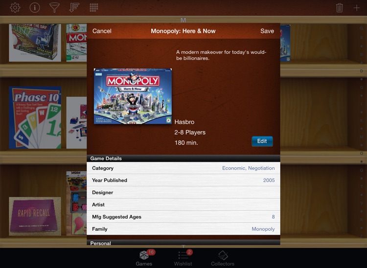 Board Game Collectors for iPad