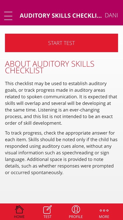 Auditory Skills Checklist
