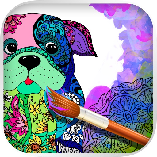 Mandalas dog - Coloring pages for adults Icon