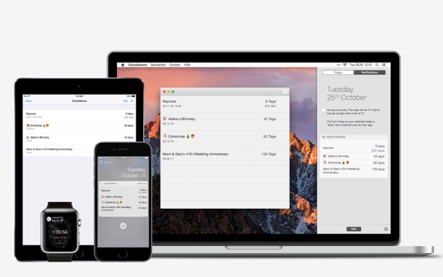 Countdowns - with Widget on the Mac App Store