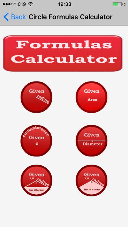 Circle Formulas Calculator