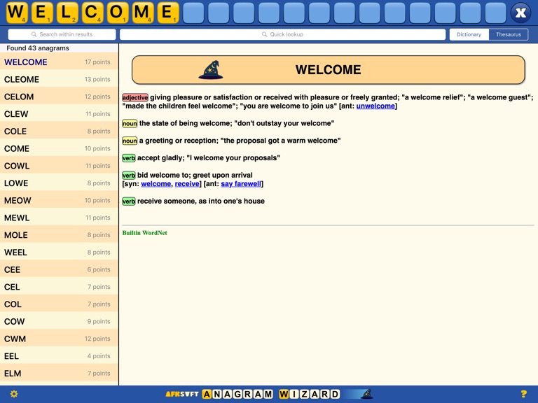 【图】Anagram Wizard for Wordfeud & Words with Friends(截图2)