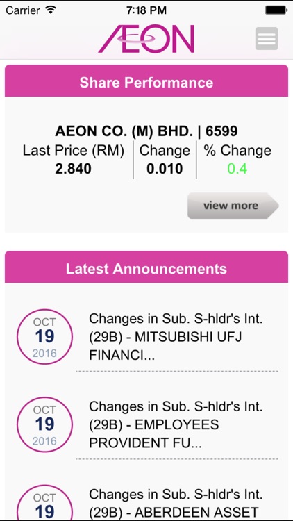 AEON Co. (M) Bhd. Investor Relations