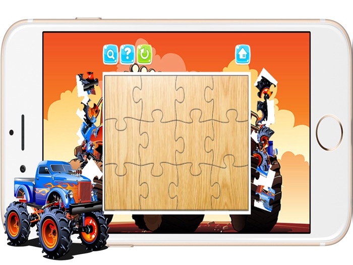 Monster Truck Cartoon Jigsaw Puzzle Games for Kids