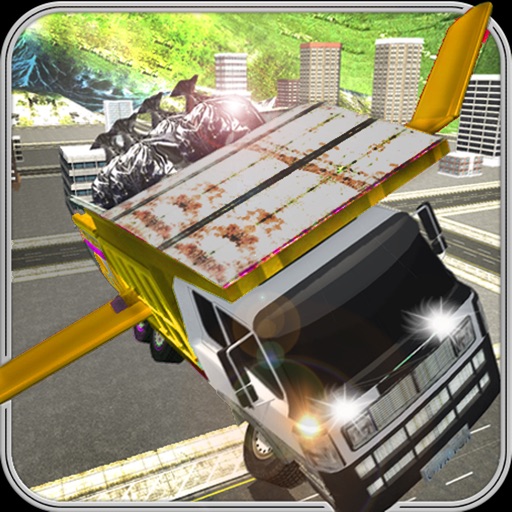 Flying Jet Dump Truck Pilot Simulator. Clean City Icon