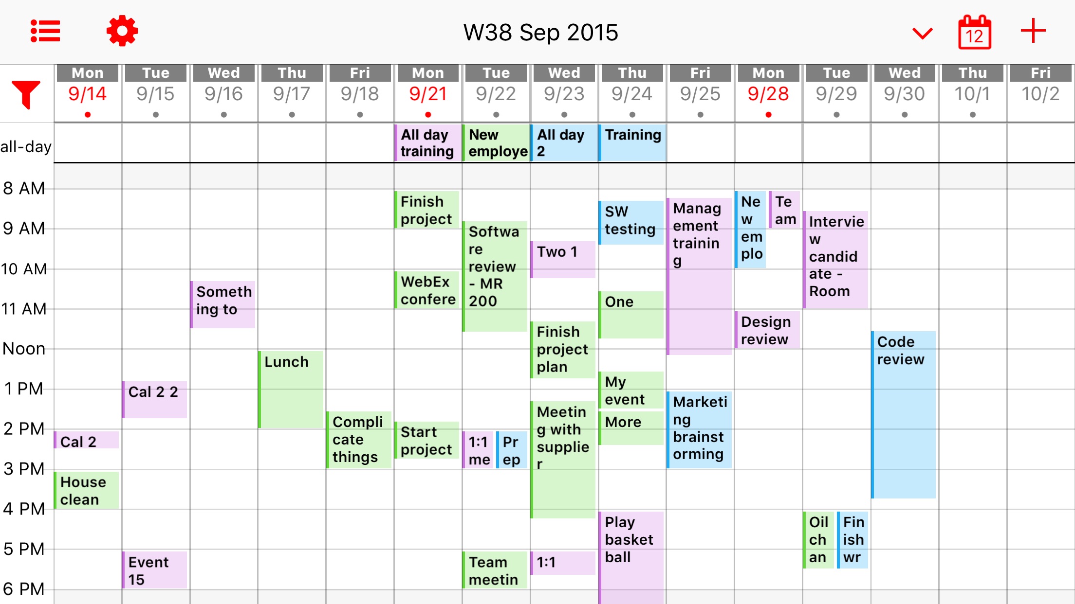 Screenshot do app Week Calendar Pro