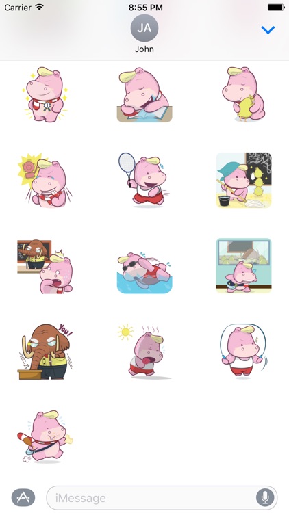 Cute Pink Rhino sticker pack