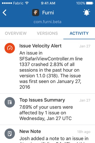 Fabric - analytics and alerts screenshot 2