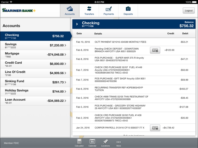 1st Mariner Mobile Banking for iPad