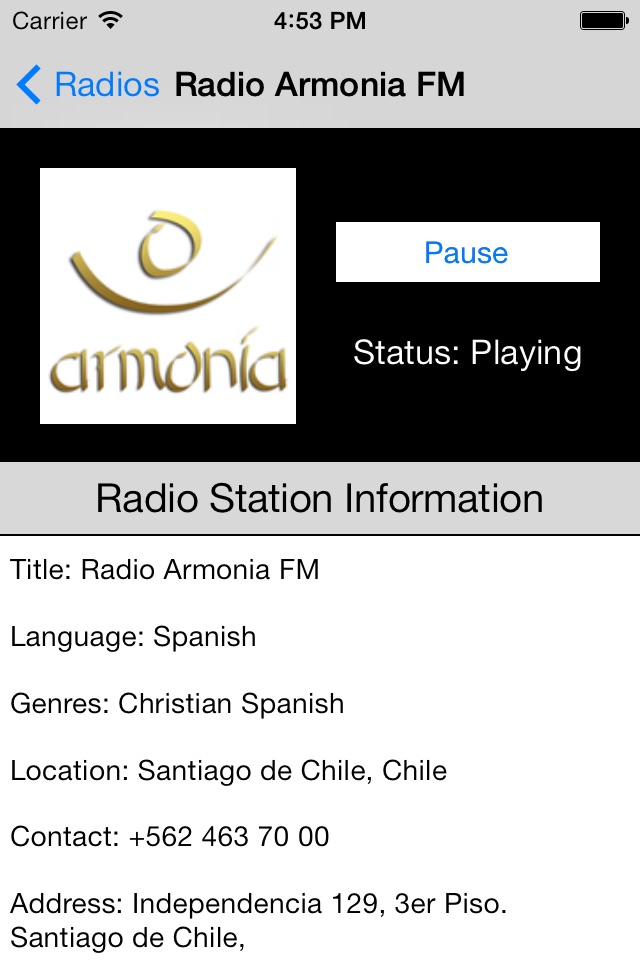 Chile Radio Live Player (Santiago / Spanish / español) screenshot 2