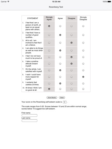 WHAG : Rosenberg Self Esteem Test screenshot 3