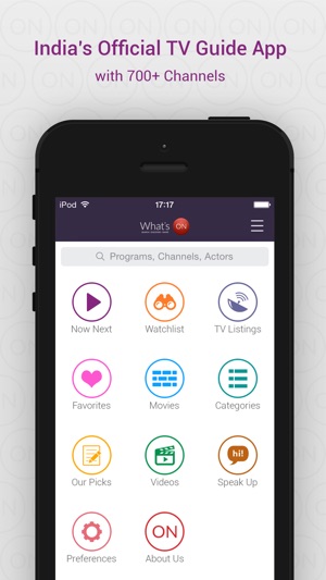 WHAT'S-ON-INDIA : TV Guide App