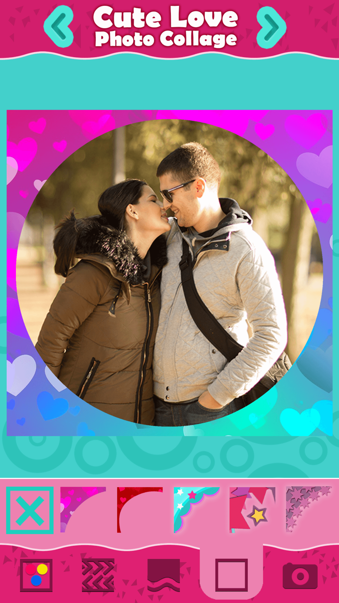 ラブ写真のコラージュアートフレーム＆エフェクトエディタ
