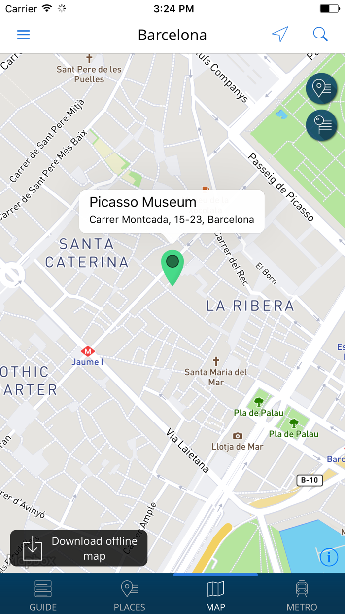 Barcelona Travel Guide with Offline Street Map