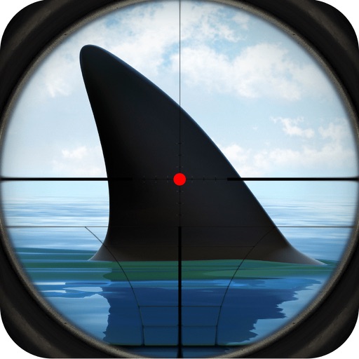 Great white Shark attack under blue Water icon