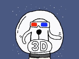 This is Anaglyph GIF 3D Stickers, Jump out & use the Blue&Red glasses