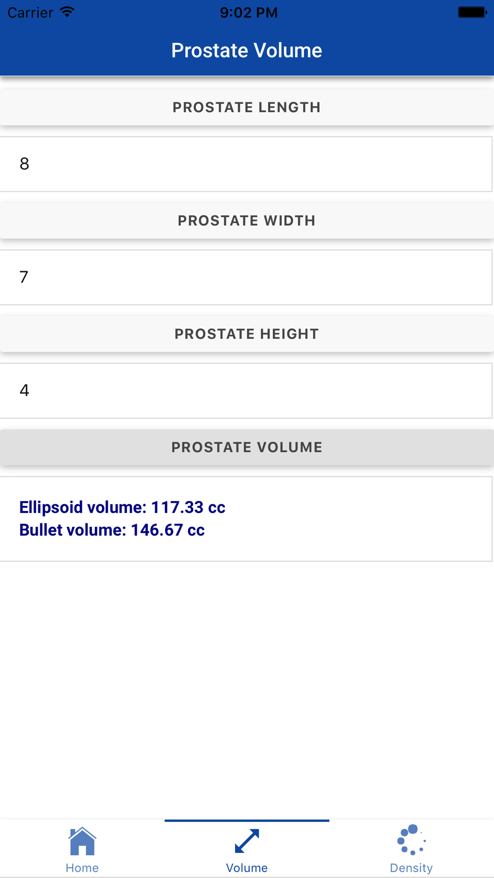 prostata volum calculator