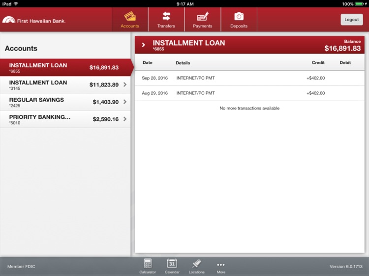 First Hawaiian Bank Mobile for iPad