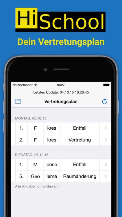 HiSchool - Dein Vertretungsplan