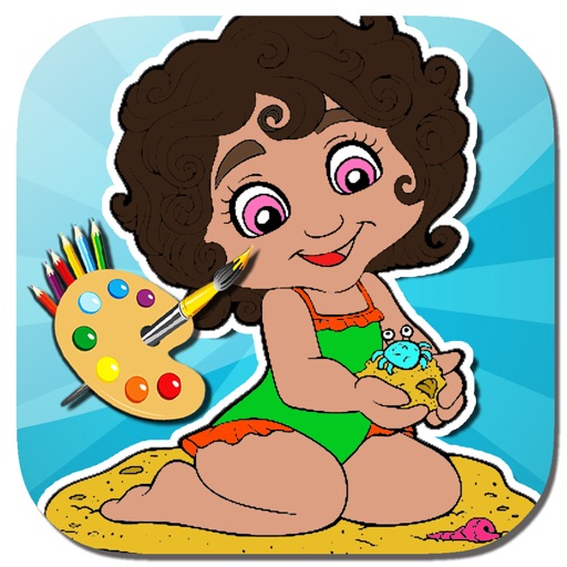 Crazy Girl Sea Adventure Coloring Page Edition Icon