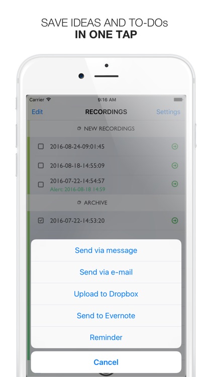 Say&Go Voice Notes With Reminders & Sharing
