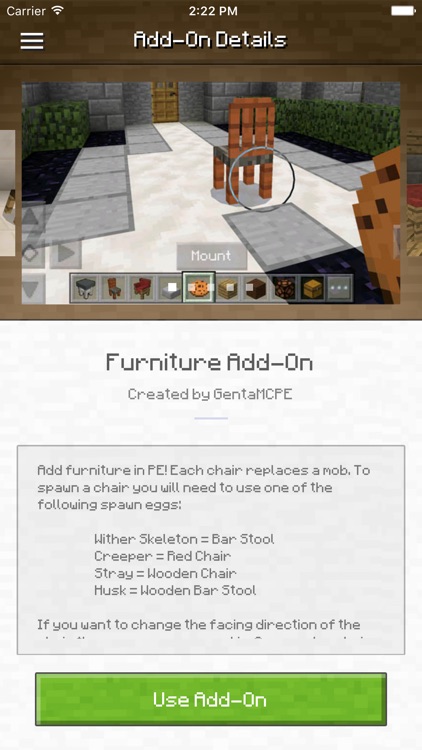 Furniture Add-On for Minecraft PE - Chairs!
