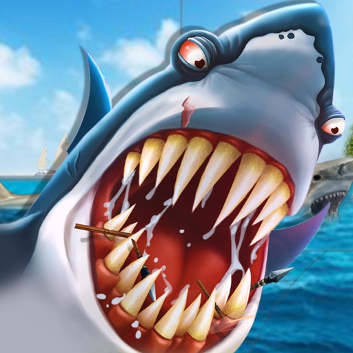 2016 Shark spear-fishing hunter in sea world Games Icon