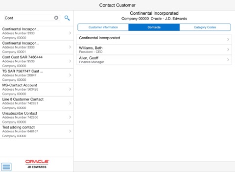 Contact Customer Tablet for JDE E1 screenshot 3