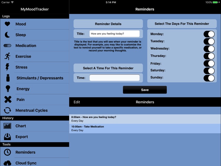 MyMoodTracker for iPad screenshot-3