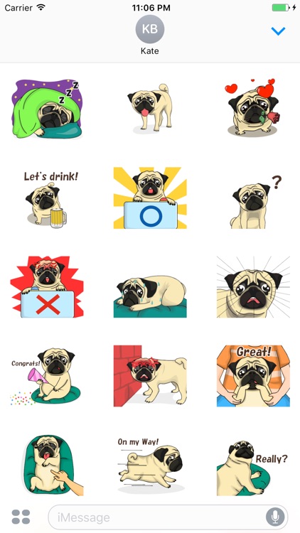 Animated The Funny Pug Expression Stickers