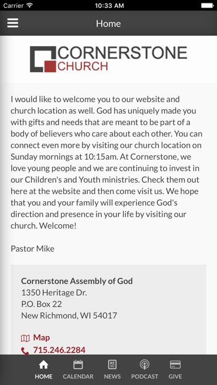 Cornerstone Assembly of God of New Richmond, WI