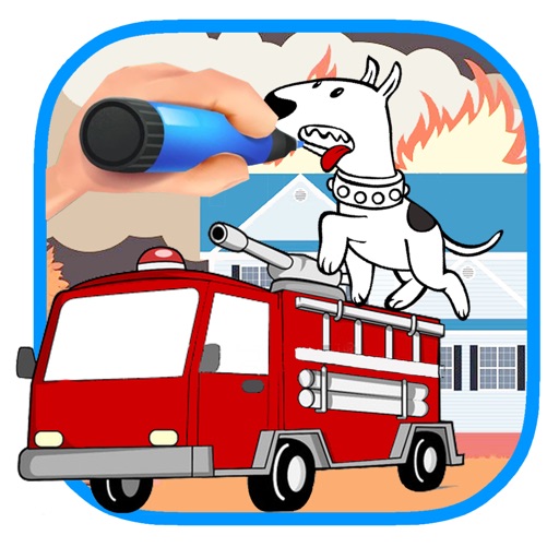 Kids Coloring Book For Paw Fire Truck Educational Icon