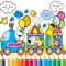 Train coloring book for kids