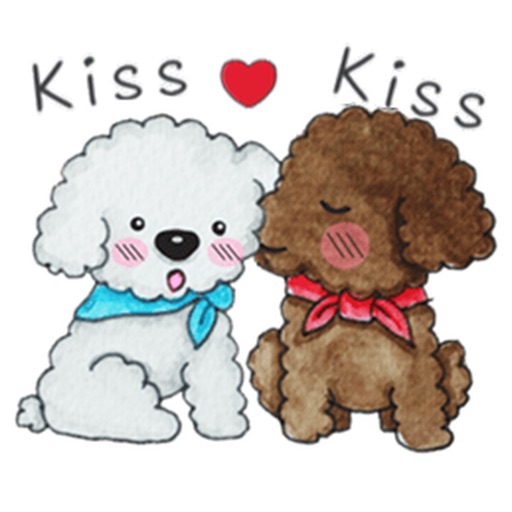 Watercolor Couple of Adorable Poodle Dogs Stickers icon