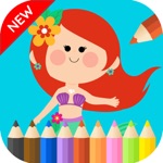 The little princess and mermaid cartoons coloring