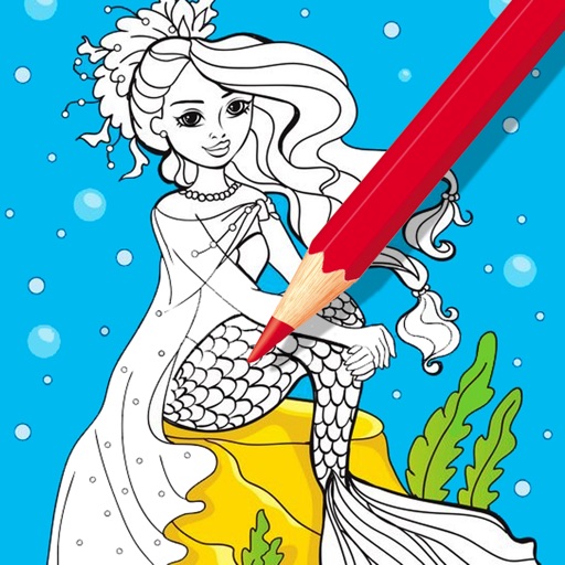 Free Mermaid Girl Game Coloring Page Education Icon