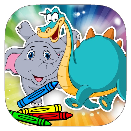 Dinosaur And Elephant Game For Coloring Page Free Icon