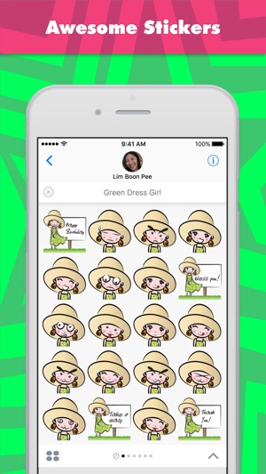 Green Dress Girl stickers by wenpei(圖1)-速報App