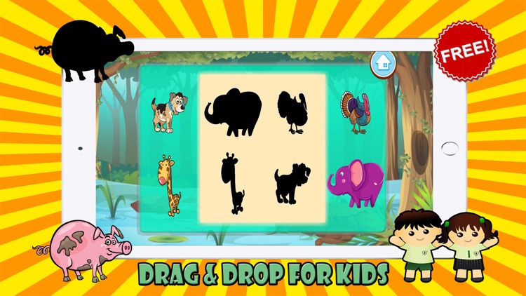 Animals Puzzle Shadow Shape Game: Learn for Kids