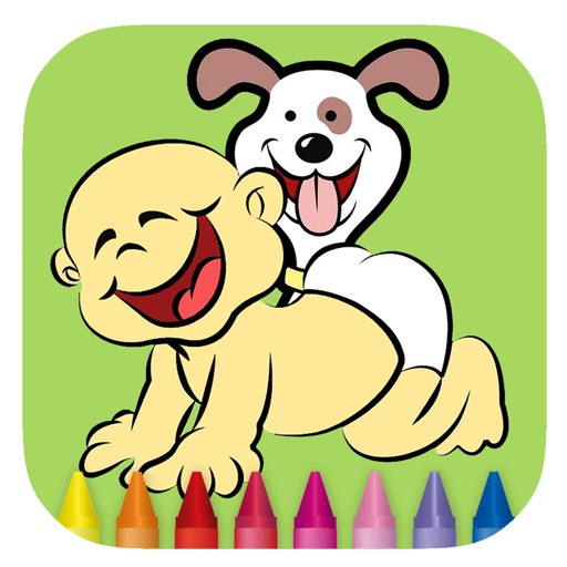 Children And Dogs Coloring Book Game Education Icon