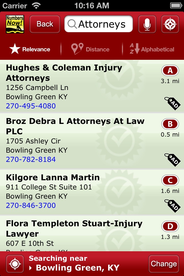 Numbers Now! Yellow Pages screenshot 3