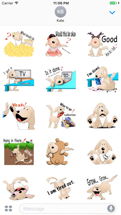 Gray The Funny Dog English Stickers