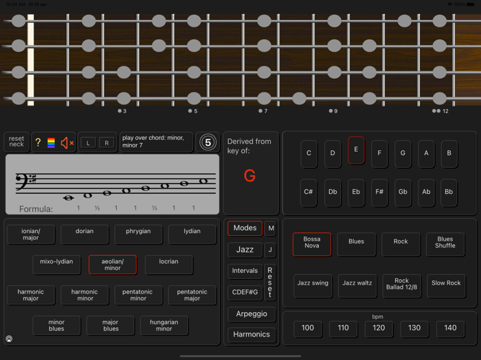 Bass Guitar Colour Scales