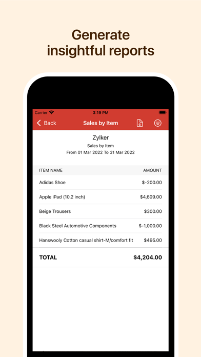 Zoho Inventory Management App