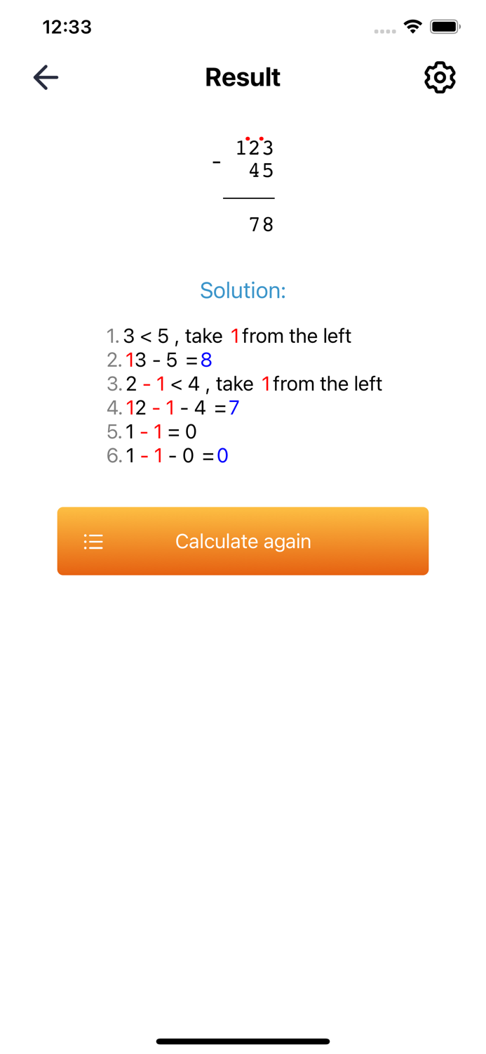 Column subtraction method
