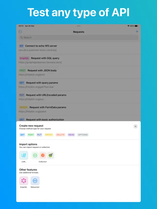 Screenshot 1 API Tester: Debug requests iphone