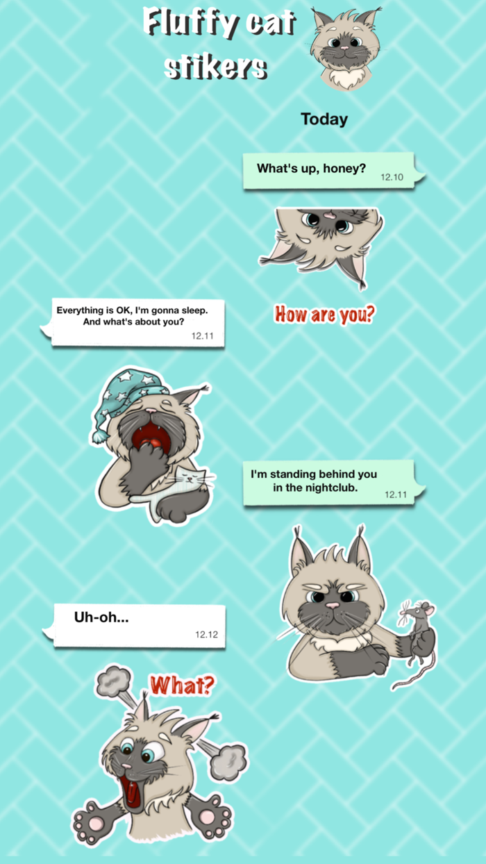 Fluffy Cat sticker collection