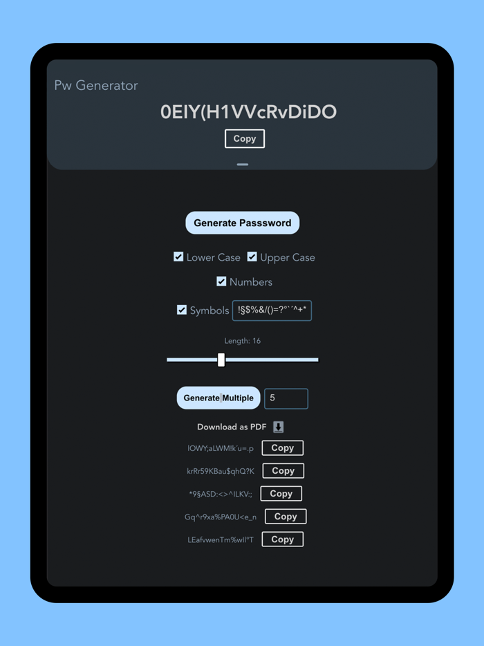 Pro Passwords Generator