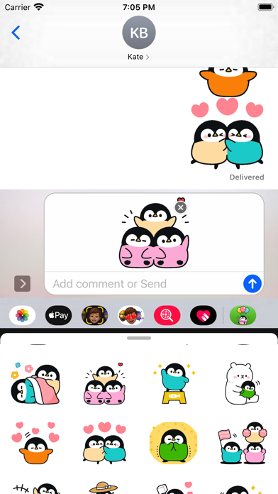 Cute Penguin 6 Stickers pack screenshot 2
